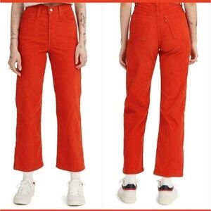 Levi's Ribcage Straight Ankle Red Corduroy Pants, Size 27